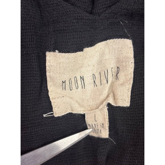 Moon River Black Lace-Up Layered Hem Tank Top With Strappy Details Size L - Picture 6 of 7